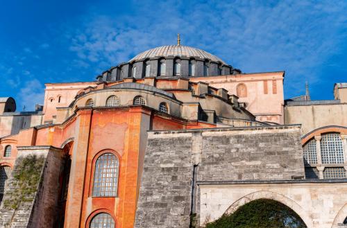 upclose image of Hagia Sofia in Istanbul 